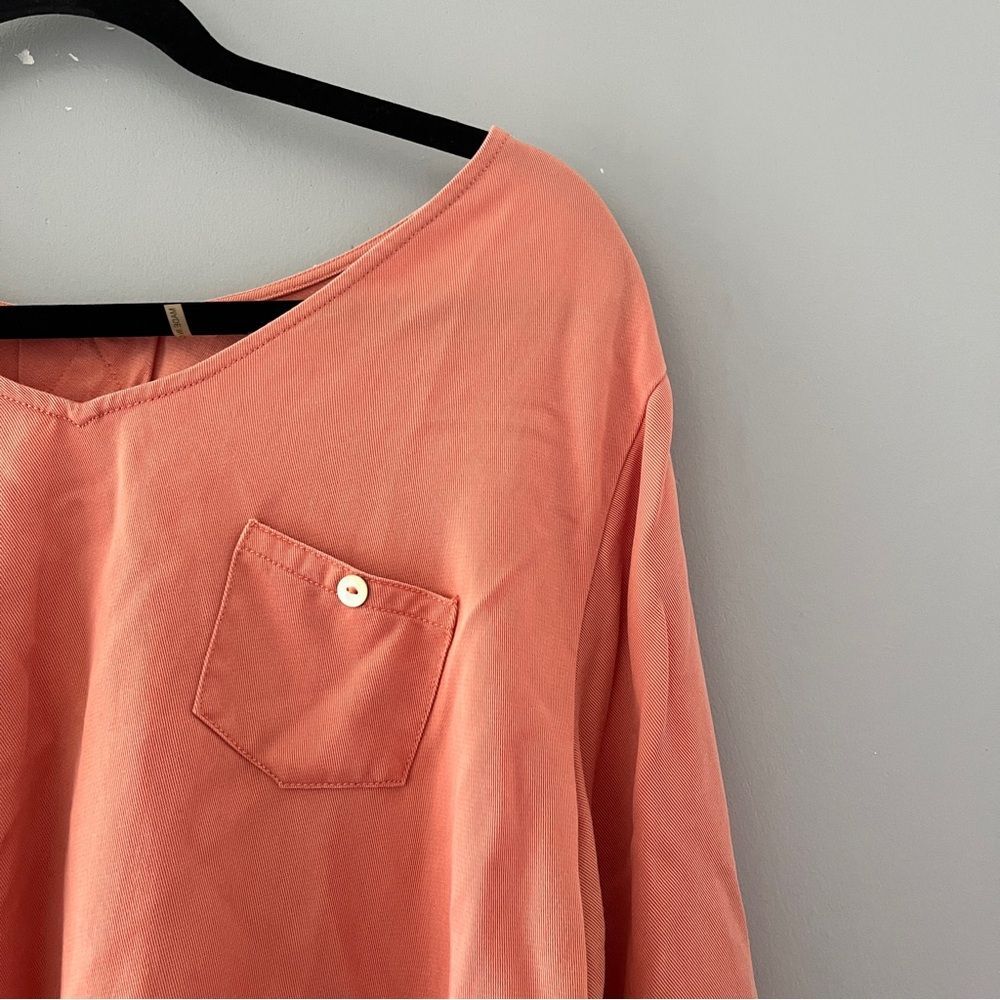 Soft Surroundings Peach 3/4 Sleeve V neck Tunic Size Large - Picture 3 of 7